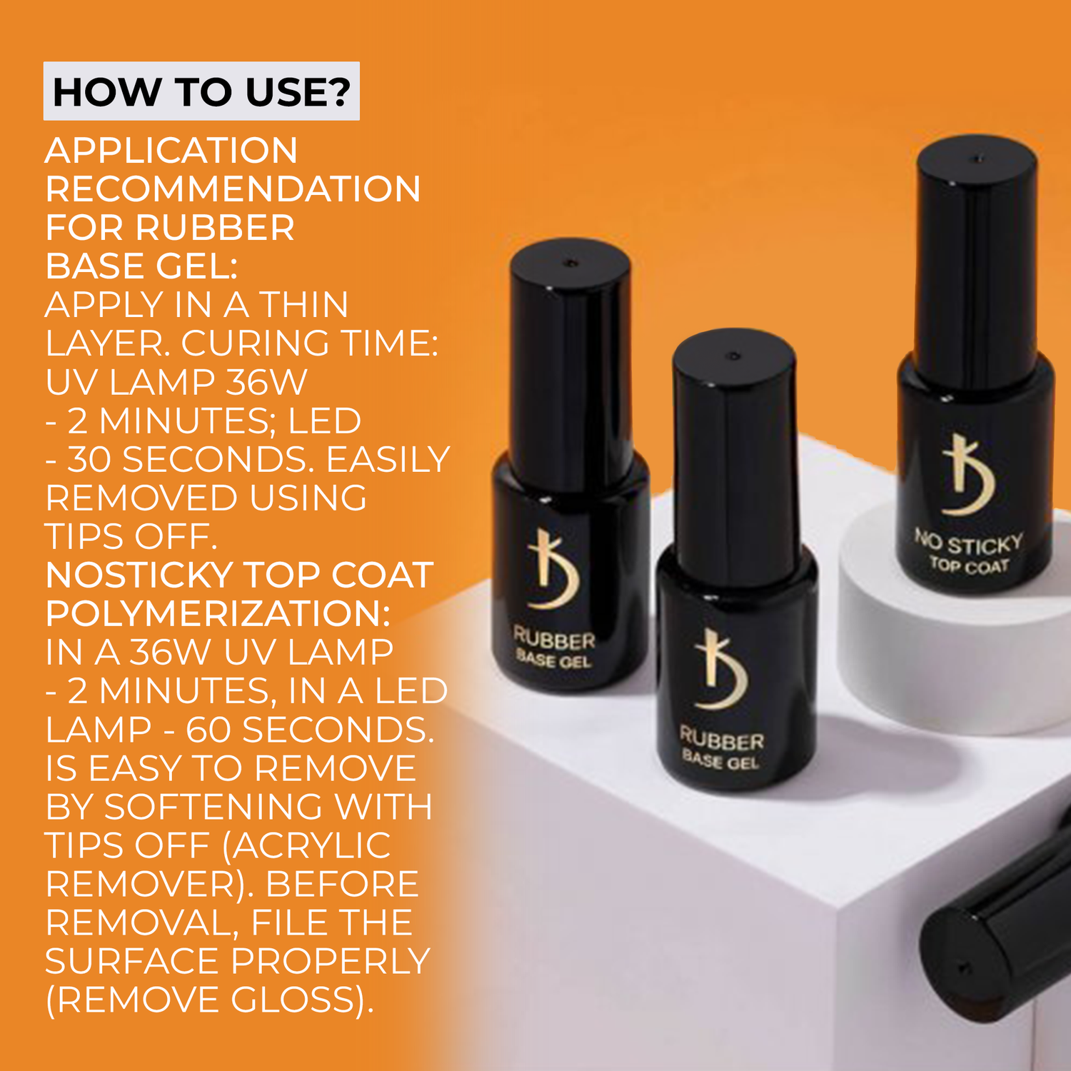 Kodi Professional Rubber Base Gel & No Wipe Top Coat Gel Polish (2*12ml)